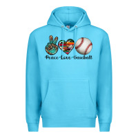 Ocean Blue peace love baseball Premium Hoodie - Artiststas