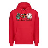 Red peace love baseball Premium Hoodie - Artiststas