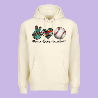 Peace Love Baseball Premium Hoodie Designed By Artiststas