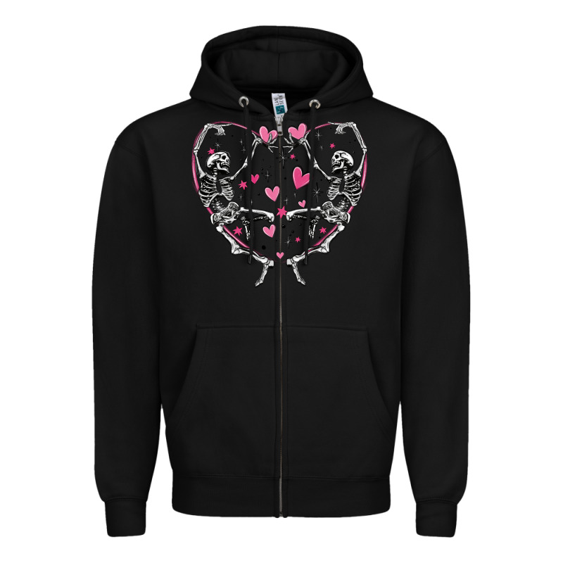 Valentines Day Skeleton Zipper Hoodie by MaliasSmallBusiness | Teevron