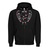 Black valentines day skeleton Zipper Hoodie - MaliasSmallBusiness