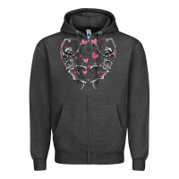 Charcoal Heather valentines day skeleton Zipper Hoodie - MaliasSmallBusiness