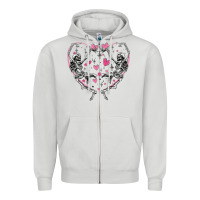 Dove Grey valentines day skeleton Zipper Hoodie - MaliasSmallBusiness