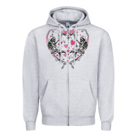Heather Grey valentines day skeleton Zipper Hoodie - MaliasSmallBusiness