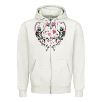 Oatmeal Heather valentines day skeleton Zipper Hoodie - MaliasSmallBusiness