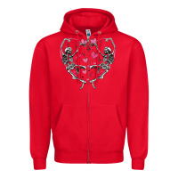 Red valentines day skeleton Zipper Hoodie - MaliasSmallBusiness