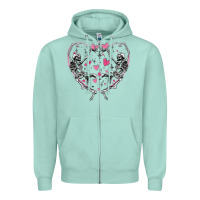 Seafoam valentines day skeleton Zipper Hoodie - MaliasSmallBusiness