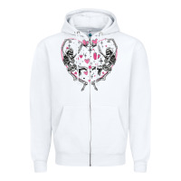 White valentines day skeleton Zipper Hoodie - MaliasSmallBusiness