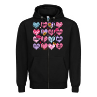 Black valentines candy hearts Zipper Hoodie - MaliasSmallBusiness