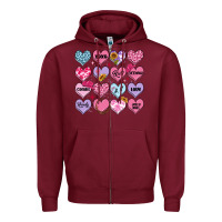 Burgundy valentines candy hearts Zipper Hoodie - MaliasSmallBusiness