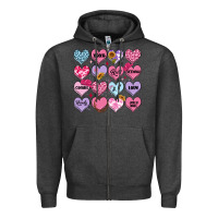 Charcoal Heather valentines candy hearts Zipper Hoodie - MaliasSmallBusiness