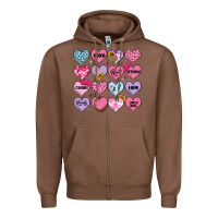 Chestnut valentines candy hearts Zipper Hoodie - MaliasSmallBusiness
