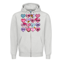 Dove Grey valentines candy hearts Zipper Hoodie - MaliasSmallBusiness