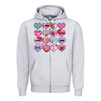 Heather Grey valentines candy hearts Zipper Hoodie - MaliasSmallBusiness