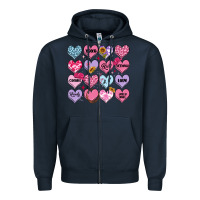 Navy valentines candy hearts Zipper Hoodie - MaliasSmallBusiness