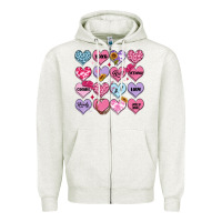 Oatmeal Heather valentines candy hearts Zipper Hoodie - MaliasSmallBusiness