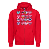 Red valentines candy hearts Zipper Hoodie - MaliasSmallBusiness