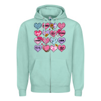 Seafoam valentines candy hearts Zipper Hoodie - MaliasSmallBusiness