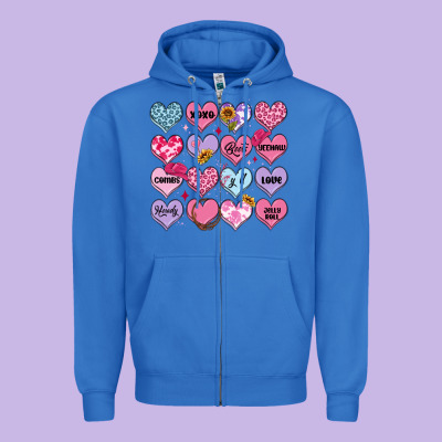 Zipper Hoodie valentines candy hearts