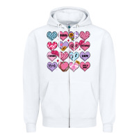 White valentines candy hearts Zipper Hoodie - MaliasSmallBusiness
