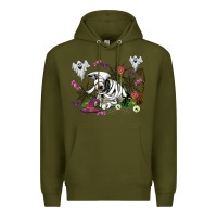 Army Green halloween cow and ghosts Premium Hoodie - AdoDesignShop