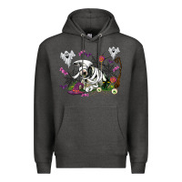 Charcoal Heather halloween cow and ghosts Premium Hoodie - AdoDesignShop