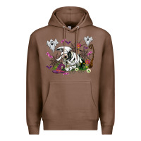 Chestnut halloween cow and ghosts Premium Hoodie - AdoDesignShop