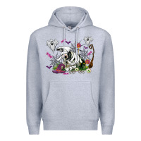 Heather Grey halloween cow and ghosts Premium Hoodie - AdoDesignShop
