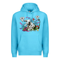 Ocean Blue halloween cow and ghosts Premium Hoodie - AdoDesignShop