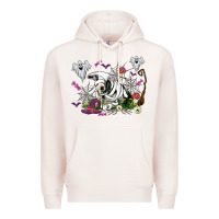Pale Pink halloween cow and ghosts Premium Hoodie - AdoDesignShop
