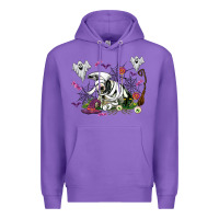 Purple halloween cow and ghosts Premium Hoodie - AdoDesignShop