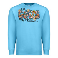 Ocean Blue I Am Gods Master Piece Ephesians Premium Sweatshirt - CowhideDigitalArt