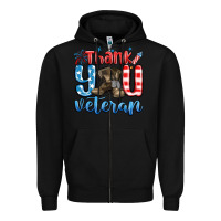 Black thank you veteran Zipper Hoodie - MaliasSmallBusiness
