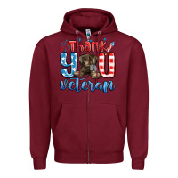 Burgundy thank you veteran Zipper Hoodie - MaliasSmallBusiness
