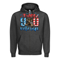 Charcoal Heather thank you veteran Zipper Hoodie - MaliasSmallBusiness