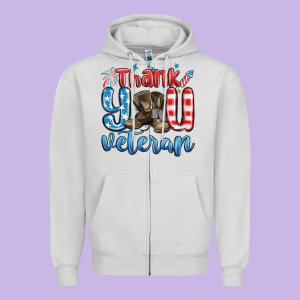 Thank You Veteran Zipper Hoodie Designed By Maliassmallbusiness