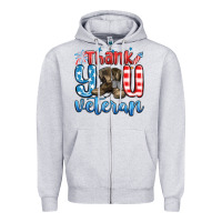 Heather Grey thank you veteran Zipper Hoodie - MaliasSmallBusiness
