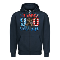 Navy thank you veteran Zipper Hoodie - MaliasSmallBusiness