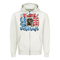 Oatmeal Heather thank you veteran Zipper Hoodie - MaliasSmallBusiness