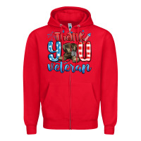 Red thank you veteran Zipper Hoodie - MaliasSmallBusiness