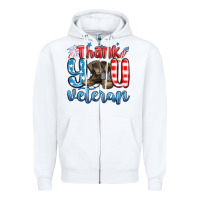 White thank you veteran Zipper Hoodie - MaliasSmallBusiness