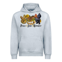 Heather Grey Peace Love Rooster Urban Hoodie - LillyAllenDesigns