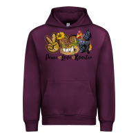Mauve Wine Peace Love Rooster Urban Hoodie - LillyAllenDesigns