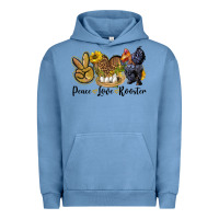Pigment Pebble Blue Peace Love Rooster Urban Hoodie - LillyAllenDesigns
