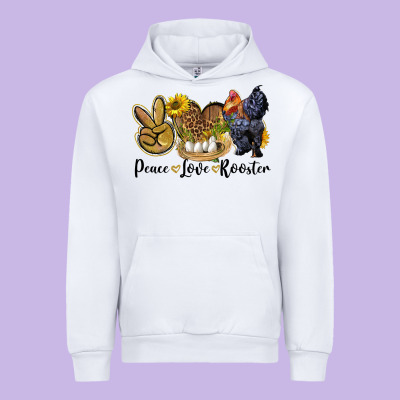 Peace Love Rooster Urban Hoodie Designed By Lillyallendesigns