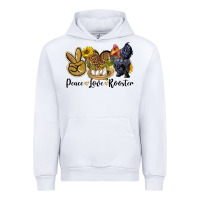 White Peace Love Rooster Urban Hoodie - LillyAllenDesigns