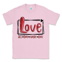 Bubblegum Pink love all day every day hearts Classic Tee - MaliasSmallBusiness