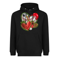 Black baseball with strawberry hearts Heavyweight Hoodie - texasbilliewilder