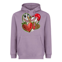 Lavender baseball with strawberry hearts Heavyweight Hoodie - texasbilliewilder