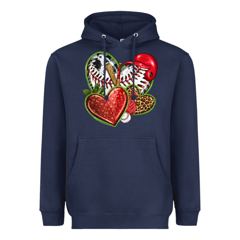 Baseball With Strawberry Hearts Heavyweight Hoodie by texasbilliewilder | Teevron